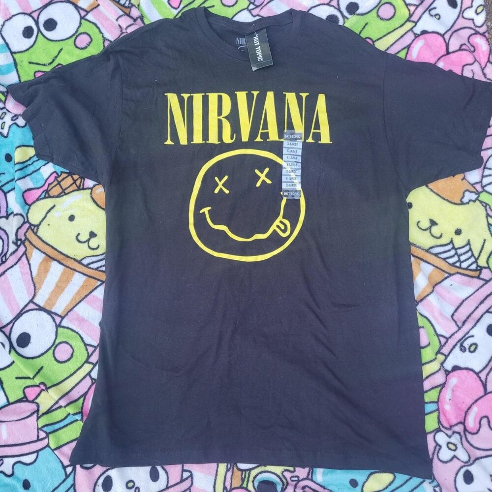 New Size XL Hot Topic Grunge Shirt Nirvana Smiley Face Logo Top Fashion Style